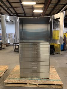 Custom stainless steel medical storage cabinet.