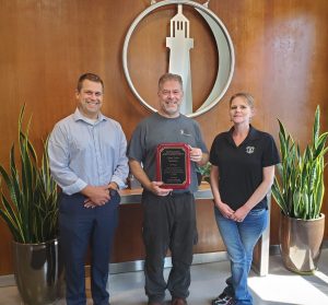 The Great Lakes Stainless team received the Outstanding Safety Achievement award from the Northwest Michigan Industrial Association on Tuesday, August 10, 2021. This award recognizes excellence in safety, as measured by zero lost time injuries and zero restricted days in the year 2020. Safety Manager Brian O’Boyle accepted the award on behalf of Great Lakes Stainless. “We worked together in an extremely stressful time and were successful at keeping everyone safe. The added pressure of a pandemic and changing work requirements through the course of year made the year more challenging than other [years], but we still had no lost time incidents. Safety is a team effort and we couldn’t have done it without every member of the team working together to stay safe” said O’Boyle. Congratulations to the whole Great Lakes Stainless team and their commitment to stay safe together.